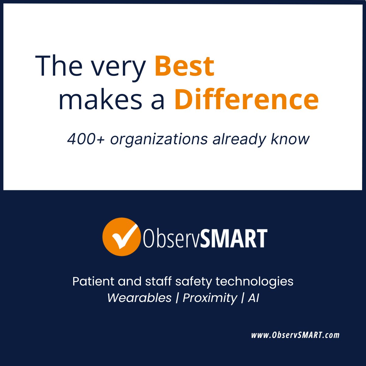 BehaviorHlthNws's tweet image. The very best makes a difference

ObservSMART makes a difference with wearables, proximity, and AI to ensure patient and staff safety.

Learn more: observsmart.com/learn-more/