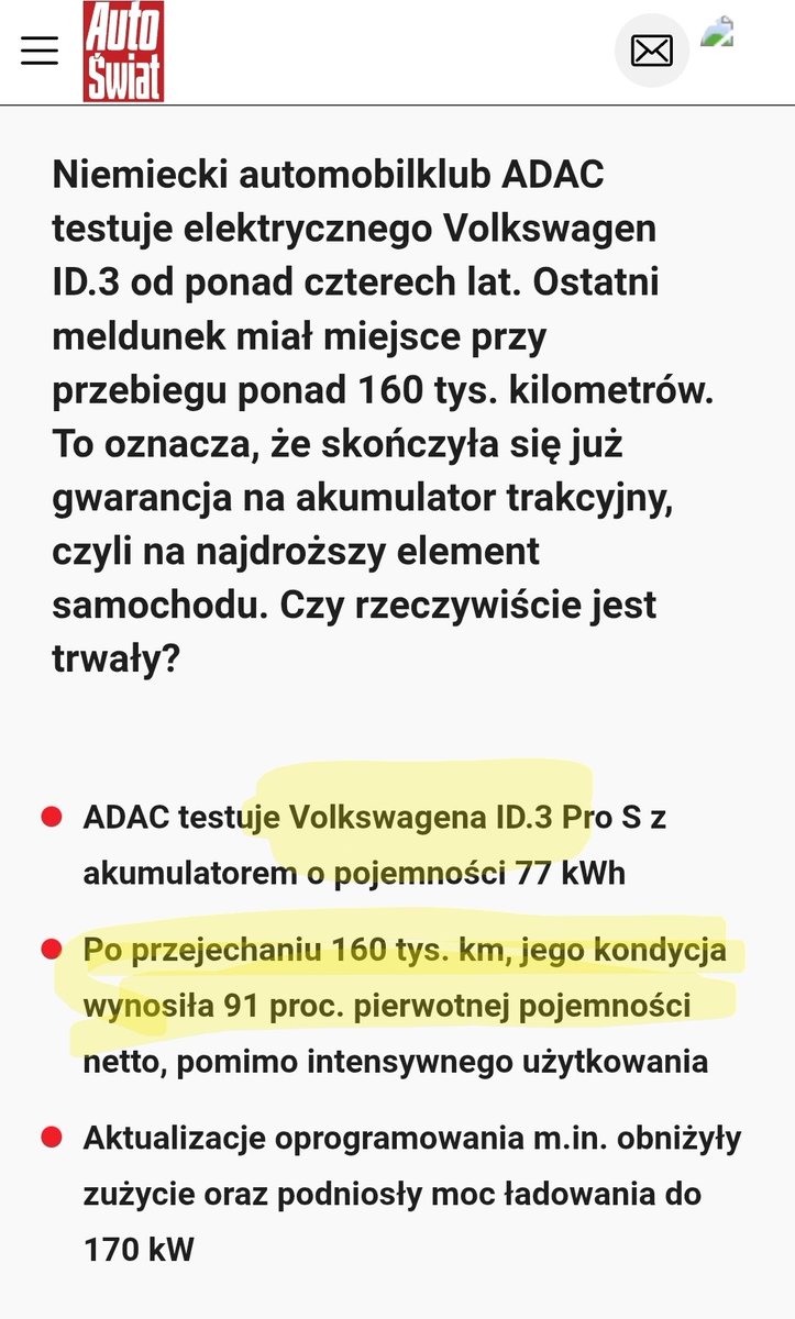 Volkswagen ID.3 po 4 latach i 160 tysiącach klientów stracił 9% powrotnej pojemności akumulatorowa