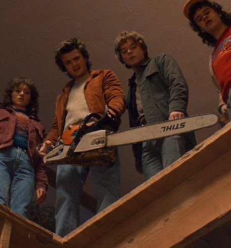 thinkharrington's tweet image. we may not have seen the bat back yet but at least we have steve with a chainsaw… omg