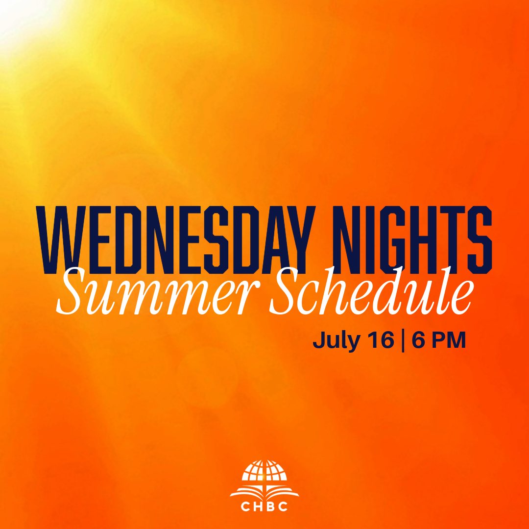 chbcokc's tweet photo. Our Summer Wednesday Night schedule resumes this evening! #CHBCOKC 

CHBC Kids - Bible Fair | Activity Center 

Students Falls Creek Reflection Service | Worship Center

The Engagement Project | Room 206 (Choir Suite) 

All activities begin at 6 PM! Hope to see you tonight! https://t.co/FMKv4odwUQ