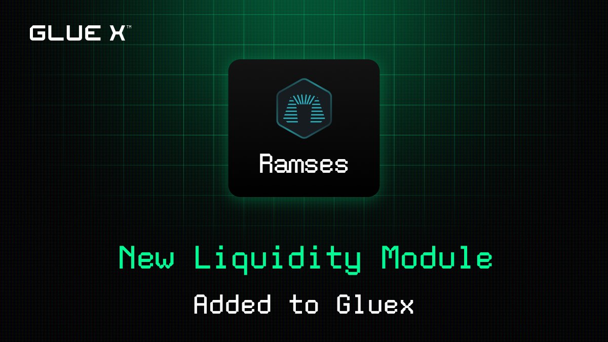 GluexProtocol's tweet image. New liquidity module added! 🚨
@RamsesExchange is now live across multiple chains via GlueX APIs and available to all integrators.
This brings even deeper liquidity and ensures our users keep getting precision execution at the speed of intent.