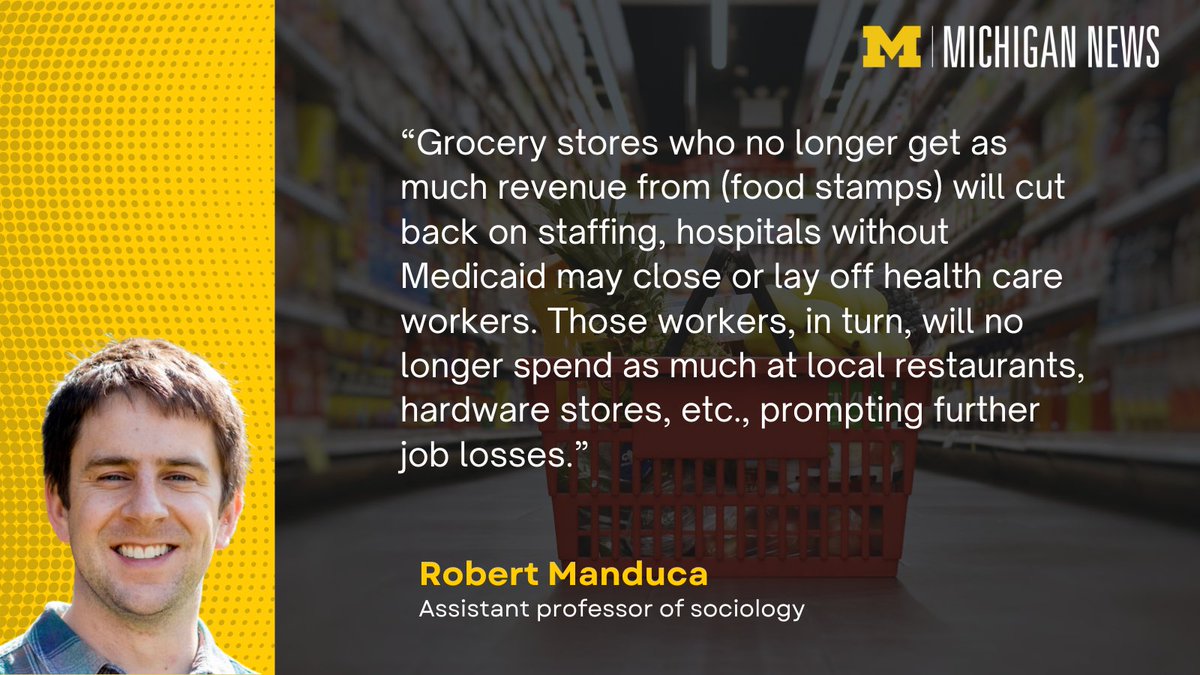 UMichiganNews's tweet image. Robert Manduca, assistant professor of sociology @umichLSA, on the toll President Trump's tax and spending bill will have on local economies. @USATODAY: usatoday.com/story/money/20…