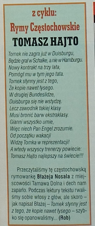 Piłka Nożna 29/2000 wiersz o @TomaszHajto88 <a href="/pn20lat/">PN 20 lat temu</a> <a href="/retrofutbol_pl/">Retro Futbol.pl</a> <a href="/s04/">FC Schalke 04</a>