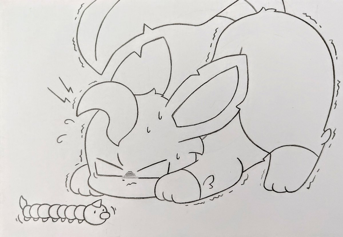 Caroltheduck's tweet image. Leafeon scared about bug 🐛 
#Pokemon #leafeon