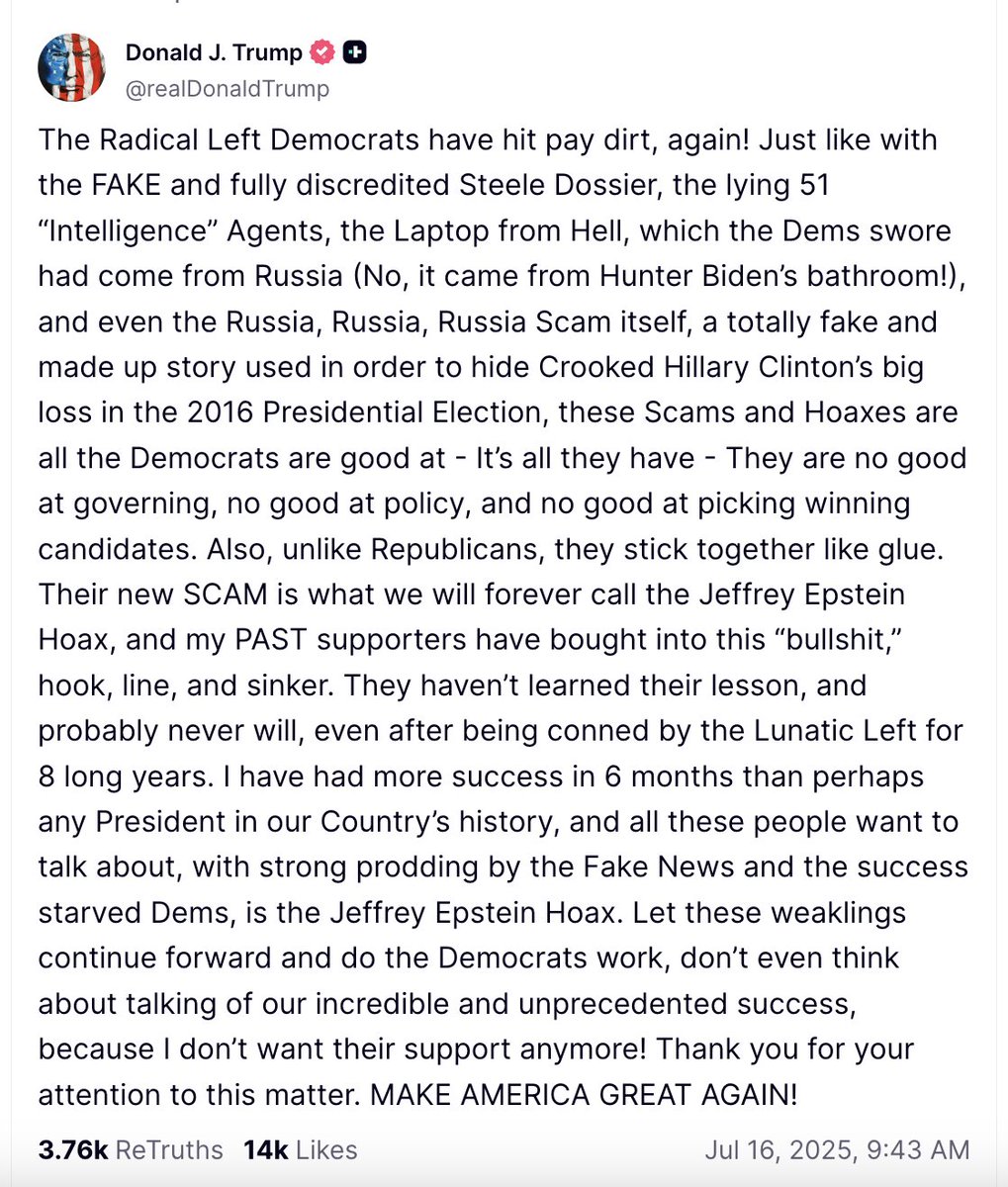 puss_q's tweet photo. "Let these weaklings continue forward and do the Democrats work, don’t even think about talking of our incredible and unprecedented success, because I don’t want their support anymore!"

'Thank you for your attention to this matter!'

TOP KEK! 

CC:
@LauraLoomer
@GenFlynn
@TuckerCarlson
@megynkelly
@JackPosobiec
@bennyjohnson
@RealAlexJones
@RealCandaceO
@Cernovich
BTFO