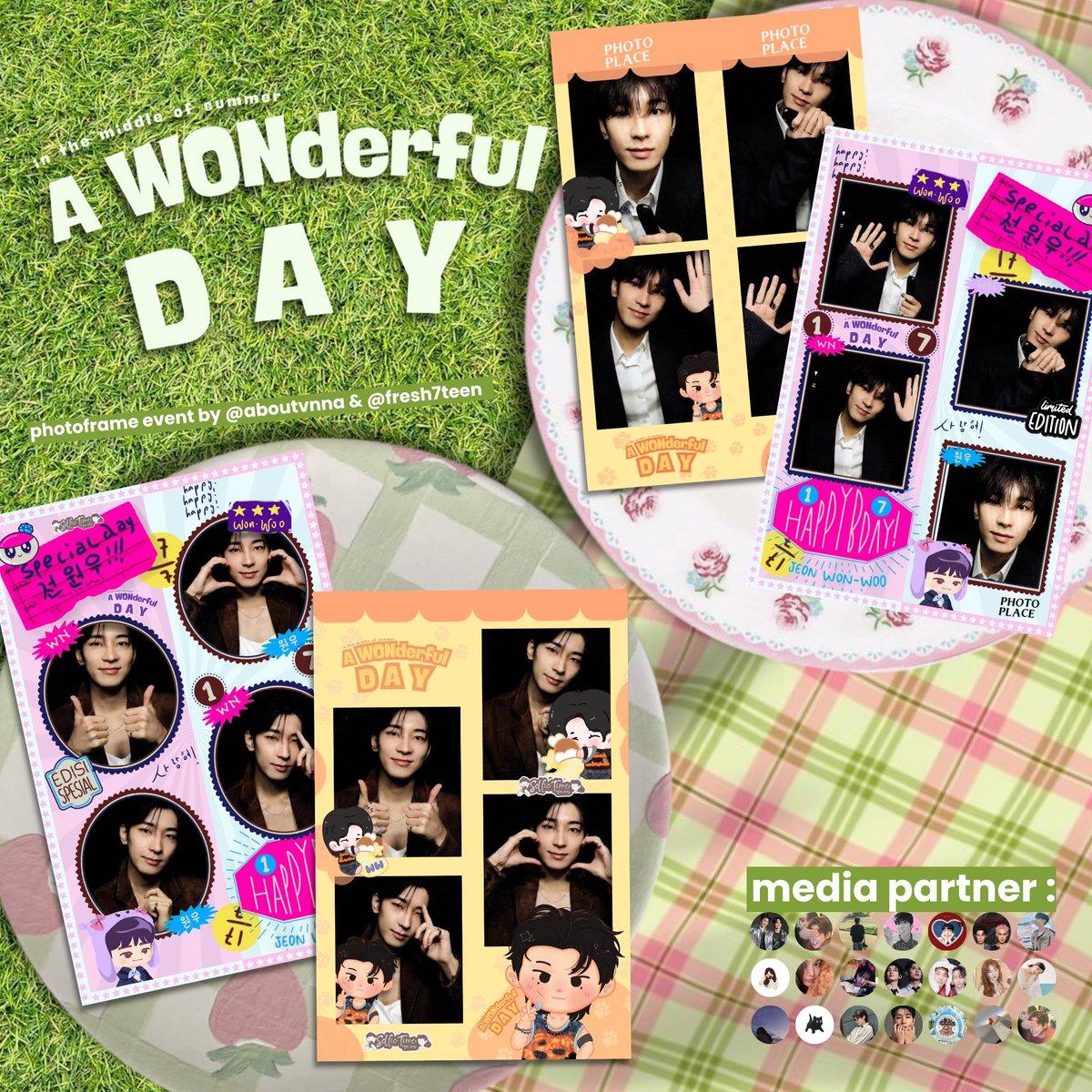 mwonyaw's tweet photo. ✩ Just a WONderful Day in the Middle of Summer ✩

Photobooth Event for Wonwoo's Birthday by @aboutvnna &amp; @fresh7teen

📆: 17-30 Juli 2025
📍: SelfieTime &amp; Photoplace

Don't forget to tag us and use the Hastag #aWONderfulDAY

✩ scroll for more detail https://t.co/K1Bkk87N3R