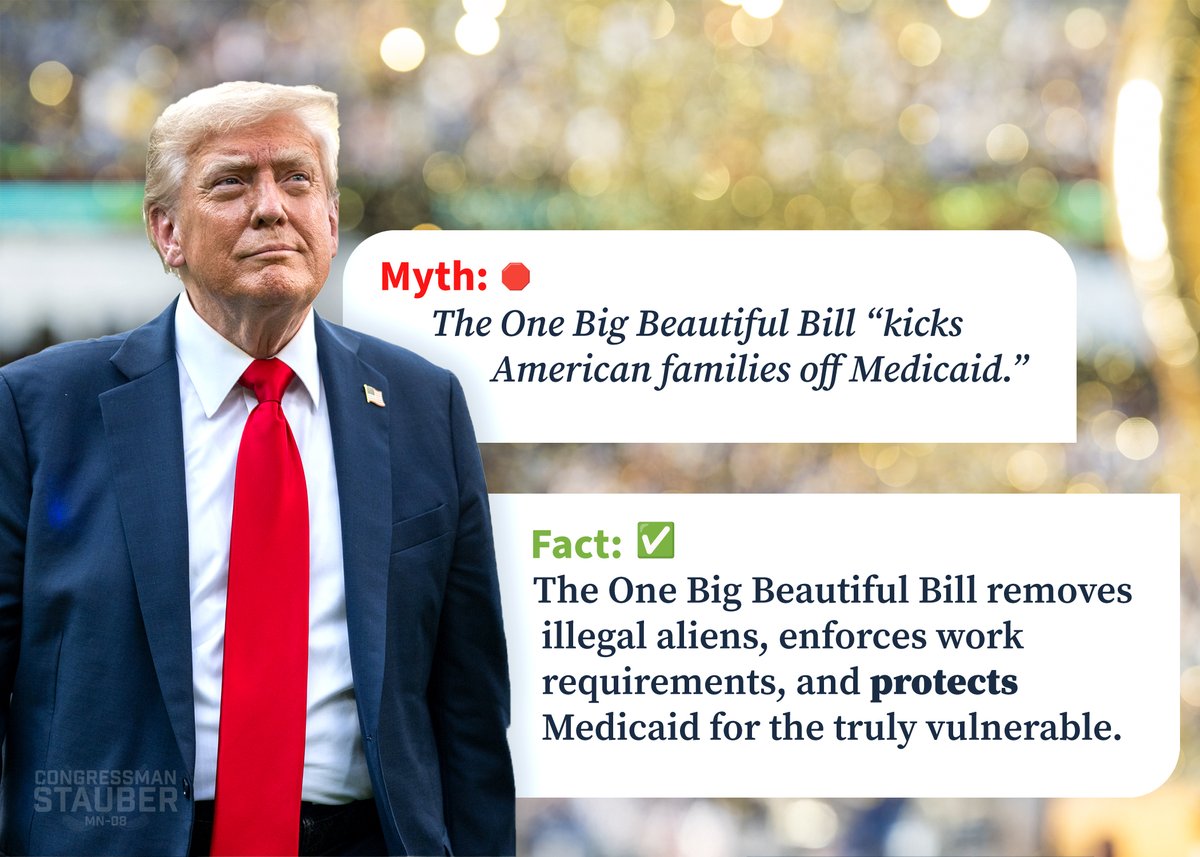 RepPeteStauber's tweet image. There's a lot of fake news going around right now. The One Big, Beautiful Bill is a major win for EVERY AMERICAN.
