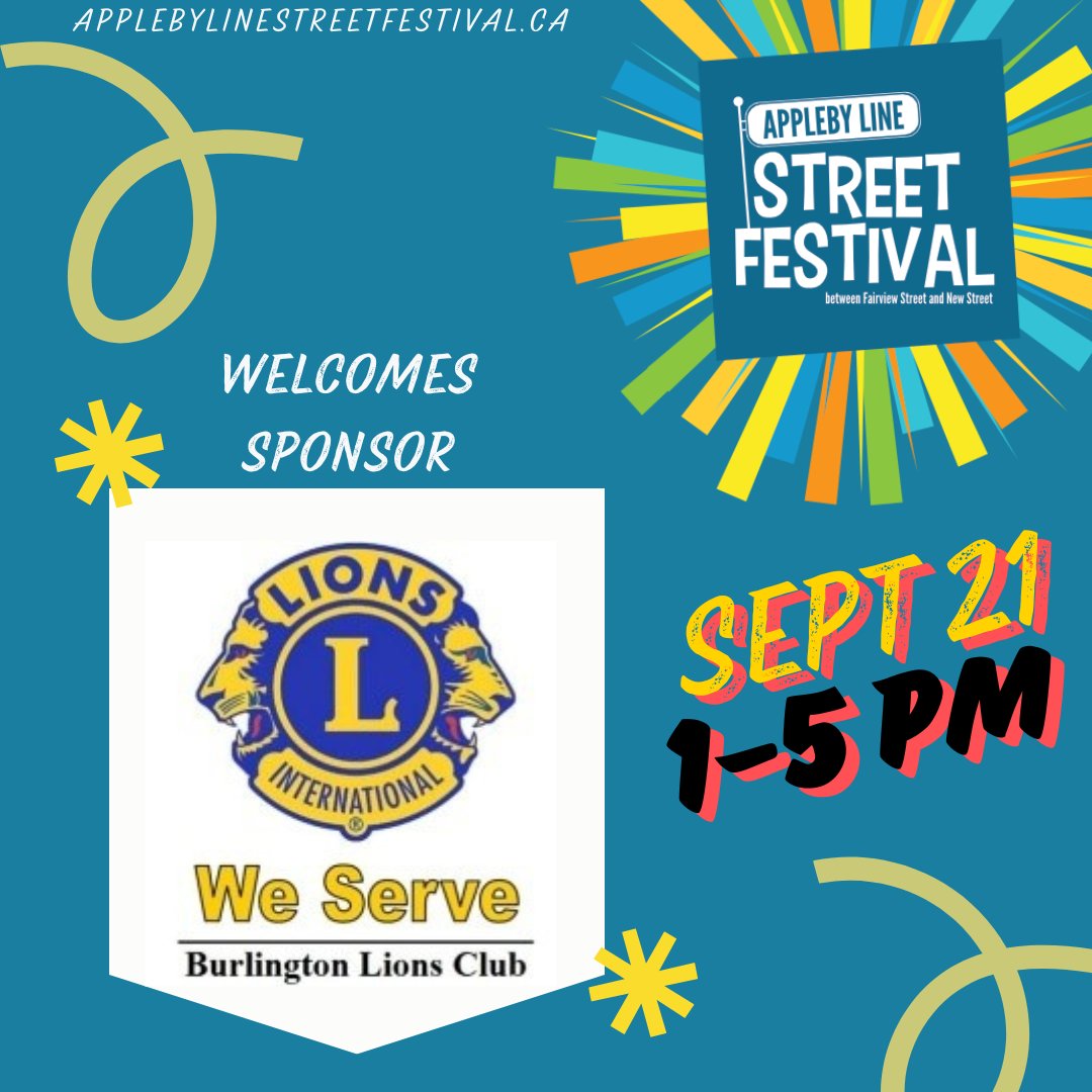 We’re thrilled to welcome Burlington Lions Club as a sponsor of the Appleby Line Street Festival!

Their support helps us bring the community together for an afternoon of fun, music, food, and connection.
🗓️ Sunday, Sept 21, 2025 | 1–5 PM
📍 Appleby Line, #BurlON
#ALSF