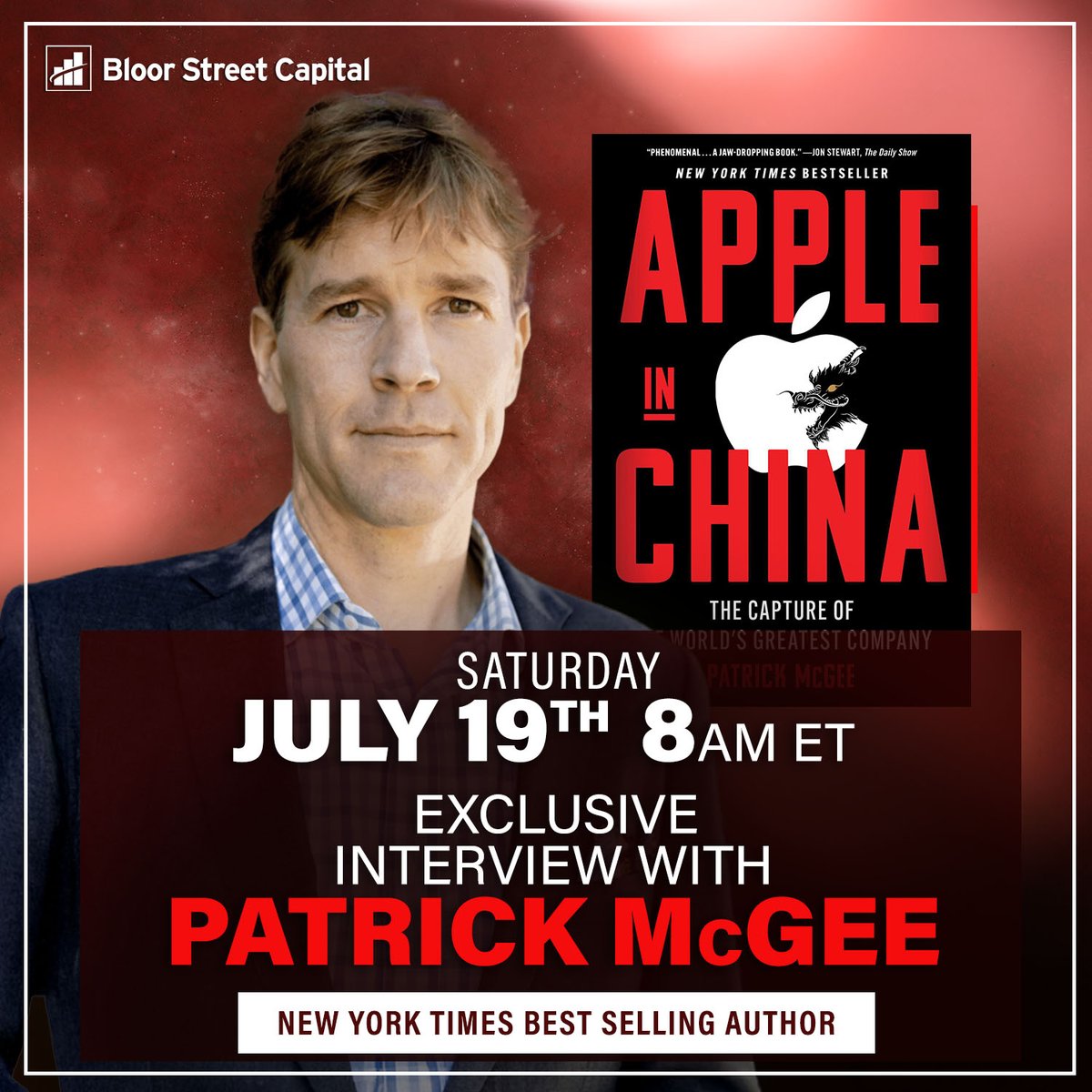 BloorStreetCap's tweet image. Join @PatrickMcGee_ and @JamesConnor1999 as they discuss Patrick's book Apple in China and how geopolitical tensions could threaten Apple's future. If you can't join Live check it out anytime on our @YouTube channel bit.ly/3GrfBa1