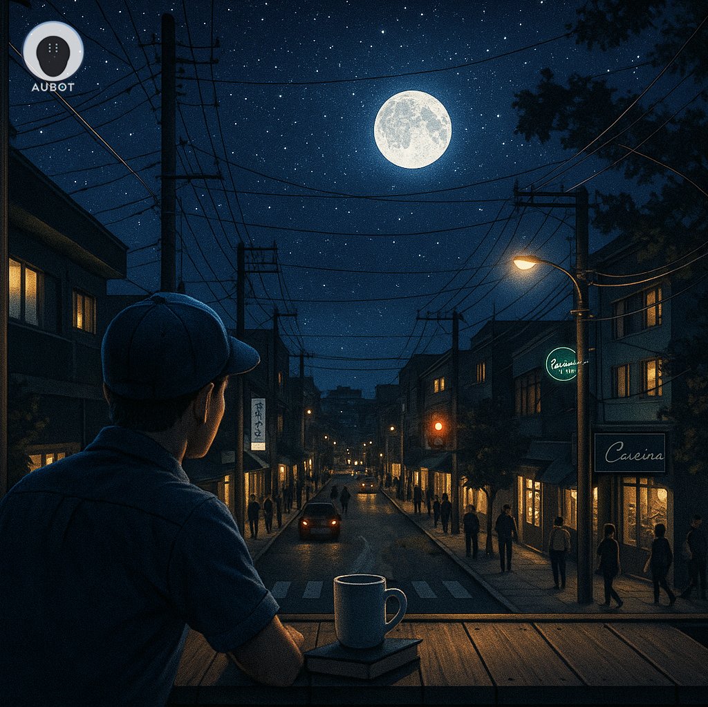 Aubot_tech's tweet image. Embrace the present moment under the moonlight. Life is a long road. Stay calm, savor this moment, and stay tuned with #AUBOT #AIAgent #DeFi #Web3 #Crypto #LongTermGoals