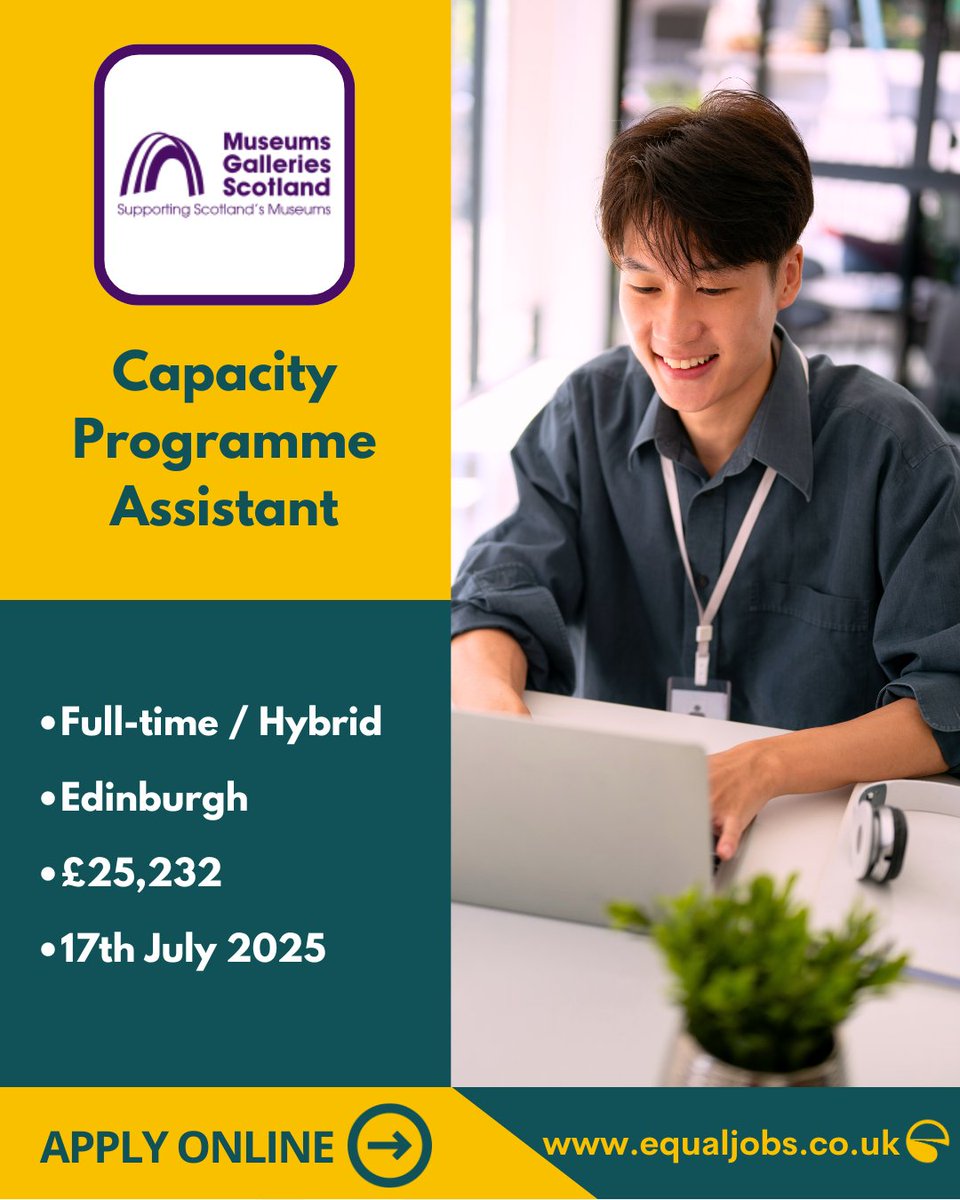 EqualJobsUK's tweet image. Your last chance to apply for the Capacity Programme Assistant role at @MuseumsGalScot. The deadline is tomorrow! Follow the link to apply:
equaljobs.co.uk/jobs/edinburgh…
#MuseumJobs #HeritageJobs #Adminjobs #Museums #Capacitybuilding #CultureSector #Jobs2025 #EthnicMinority #Edinburgh
