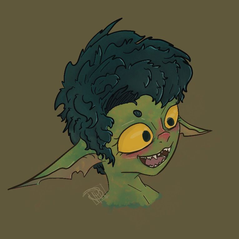Here's another picture of Sprigg! Sprigg is litterally the goblin inside of me I swear
#oc #ocart #art #digitalart #dnd #goblin #sprigg