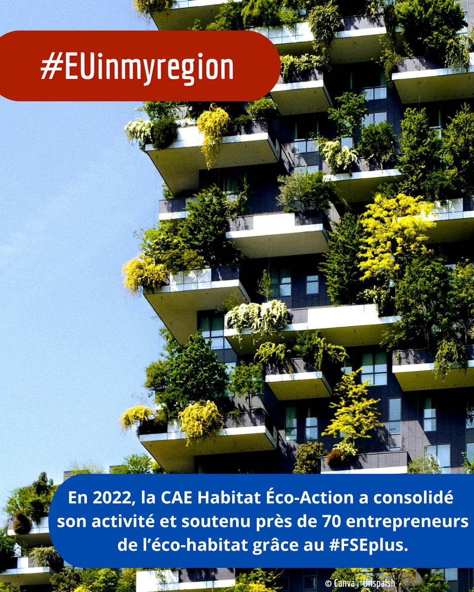 #EUinMyRegion

🇪🇺 En 2022, la CAE Habitat Éco-Action a consolidé son activité et soutenu près de 70 entrepreneurs de l’éco-habitat grâce au #FSEplus.

Un appui fort pour l’ESS et le développement local en Sud-Aquitaine.

🔗 habitat-eco-action.fr