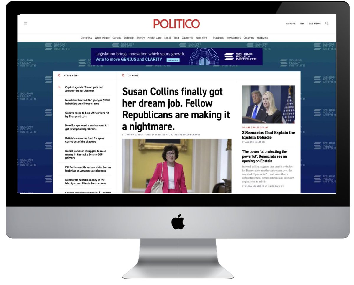 Our message in @Politico today is clear: The House must vote on GENIUS and CLARITY bills without delay. American innovation and job creation depend on it.