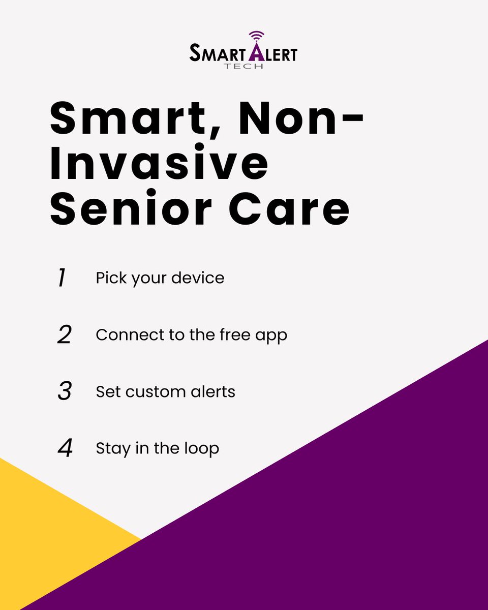 SmartAlertTech's tweet image. Just 4 simple steps to peace of mind!💜 From setup to staying connected, Smart Alert Tech makes senior care easy, non-invasive, and stress-free. Because keeping your loved ones safe shouldn’t be complicated!
#SmartAlertTech #SeniorSafety #RemoteCaregiving #CaregiverSupport