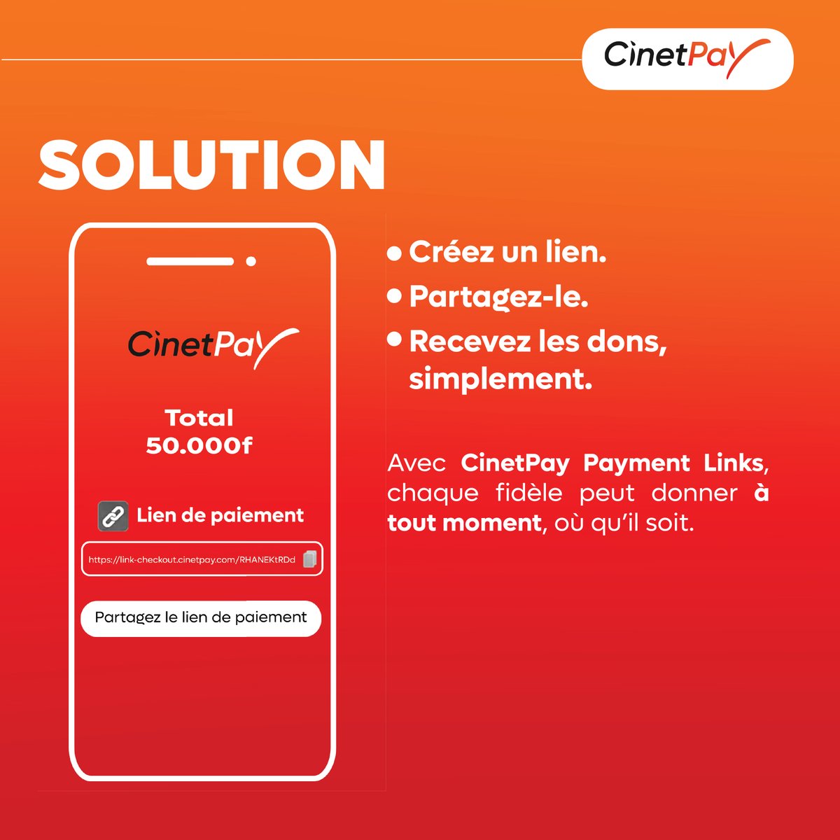 ⛪ Gérer les dîmes et offrandes devient un casse-tête ?
Fini les paniers d’espèces, les registres papier et les longues heures de comptage ! Il est temps de digitaliser votre église avec CinetPay  Payment Links
Contactez-nous par message ici : bit.ly/4jesWBh
