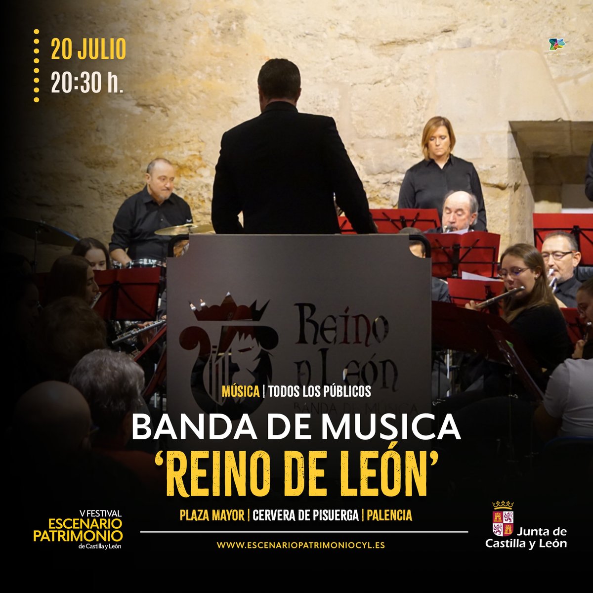 Escenario Patrimonio CyL (@escenariocyl) on Twitter photo 🎼 La Banda de Música ‘Reino de León’ despliega su rico y variado repertorio, con éxitos de la mejor música popular de todos los tiempos, en <a href="/EscenarioCyl/">Escenario Patrimonio CyL</a>
📆 20 julio ⏱ 20:30 h.
📍 Plaza Mayor | Cervera de Pisuerga (Palencia)
🎟 Entrada libre
ℹ️escenariopatrimoniocyl.es 🎼 La Banda de Música ‘Reino de León’ despliega su rico y variado repertorio, con éxitos de la mejor música popular de todos los tiempos, en <a href="/EscenarioCyl/">Escenario Patrimonio CyL</a>
📆 20 julio ⏱ 20:30 h.
📍 Plaza Mayor | Cervera de Pisuerga (Palencia)
🎟 Entrada libre
ℹ️escenariopatrimoniocyl.es