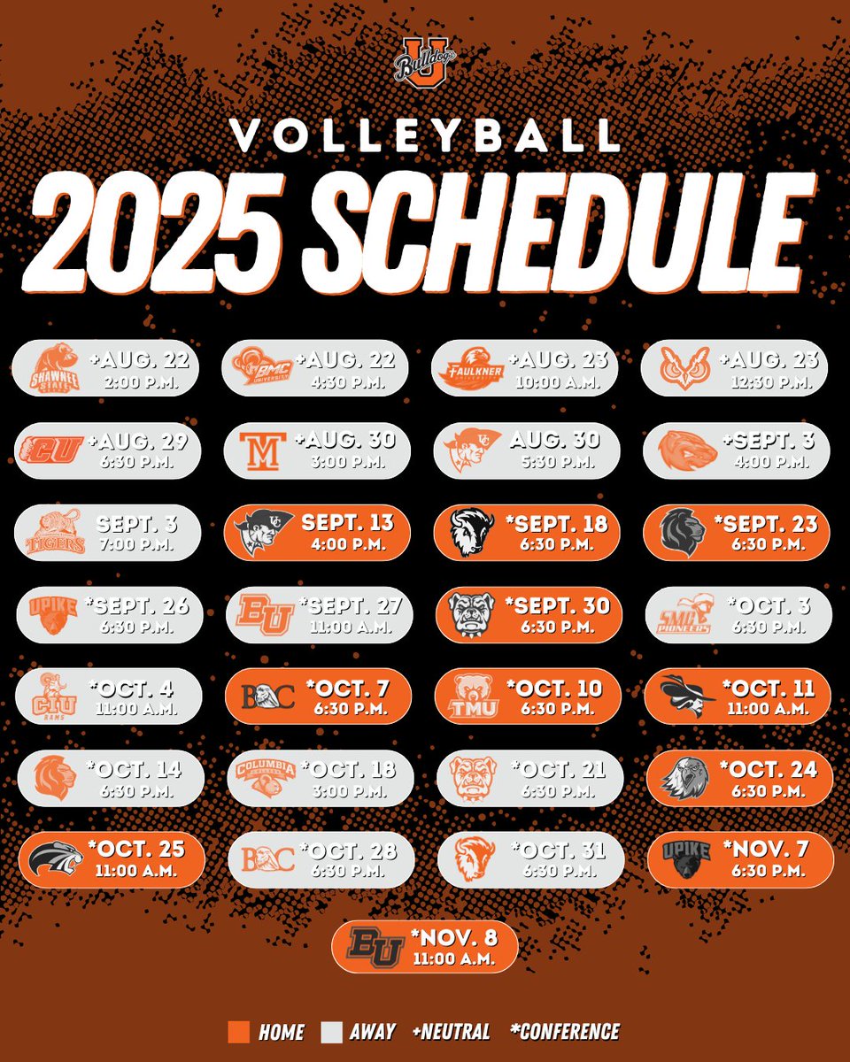 The 2025 #UnionVolleyball schedule has been announced! The Bulldogs' first home game of the season will be against Cumberlands on Saturday, Sept. 13, at 4:00 p.m.

#RepTheU | #TheRightWayToPlay

➡️➡️➡️ bit.ly/46Kt7jO
