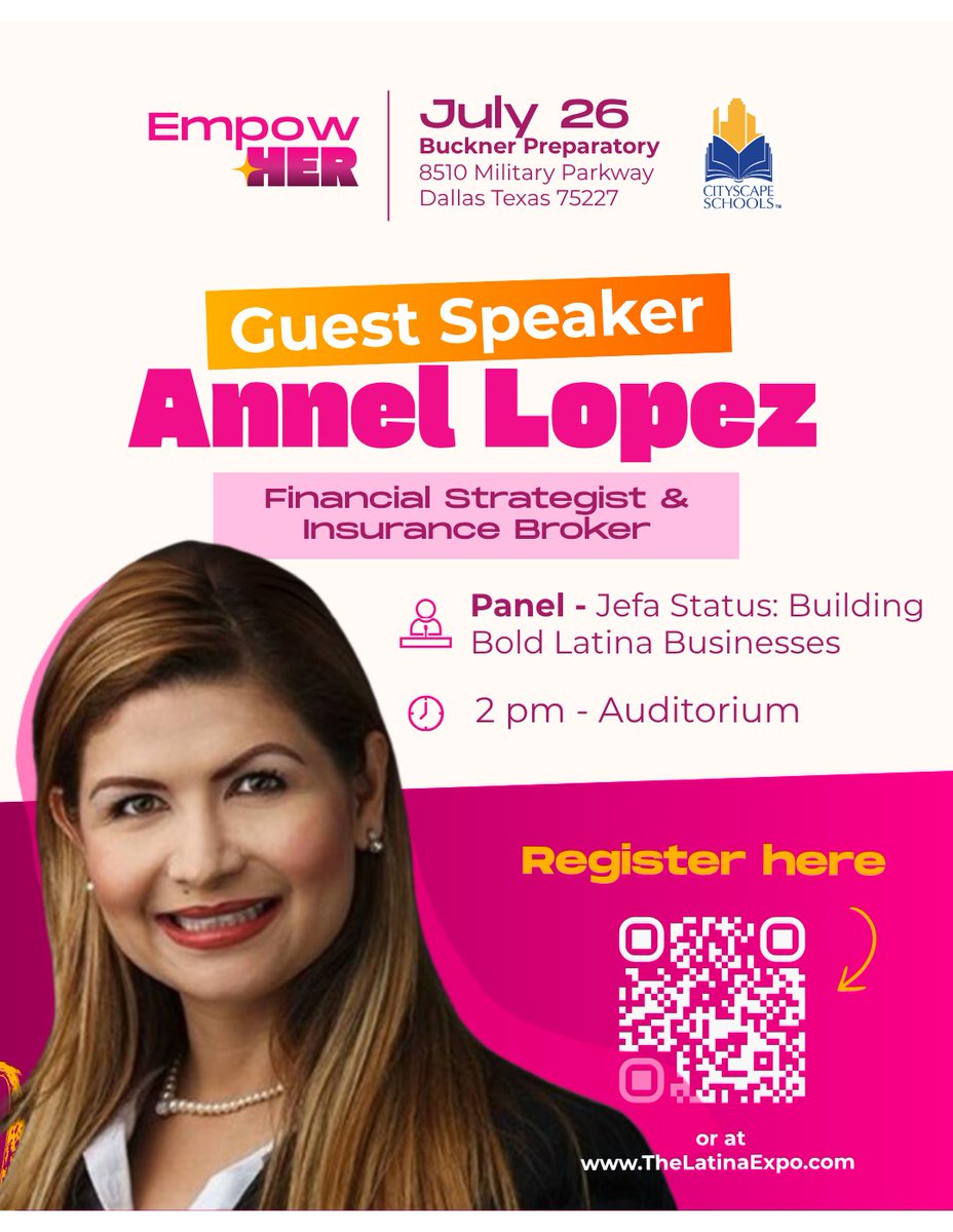 💼 We’re excited to welcome Annel Lopez, Financial Strategist &amp; Insurance Broker, as a guest speaker at the EmpowHER Latina Summit! 💼

On Saturday, July 26 at 2 p.m., Annel will join the inspiring panel:
✨ "Jefa Status: Building Bold Latina Businesses"