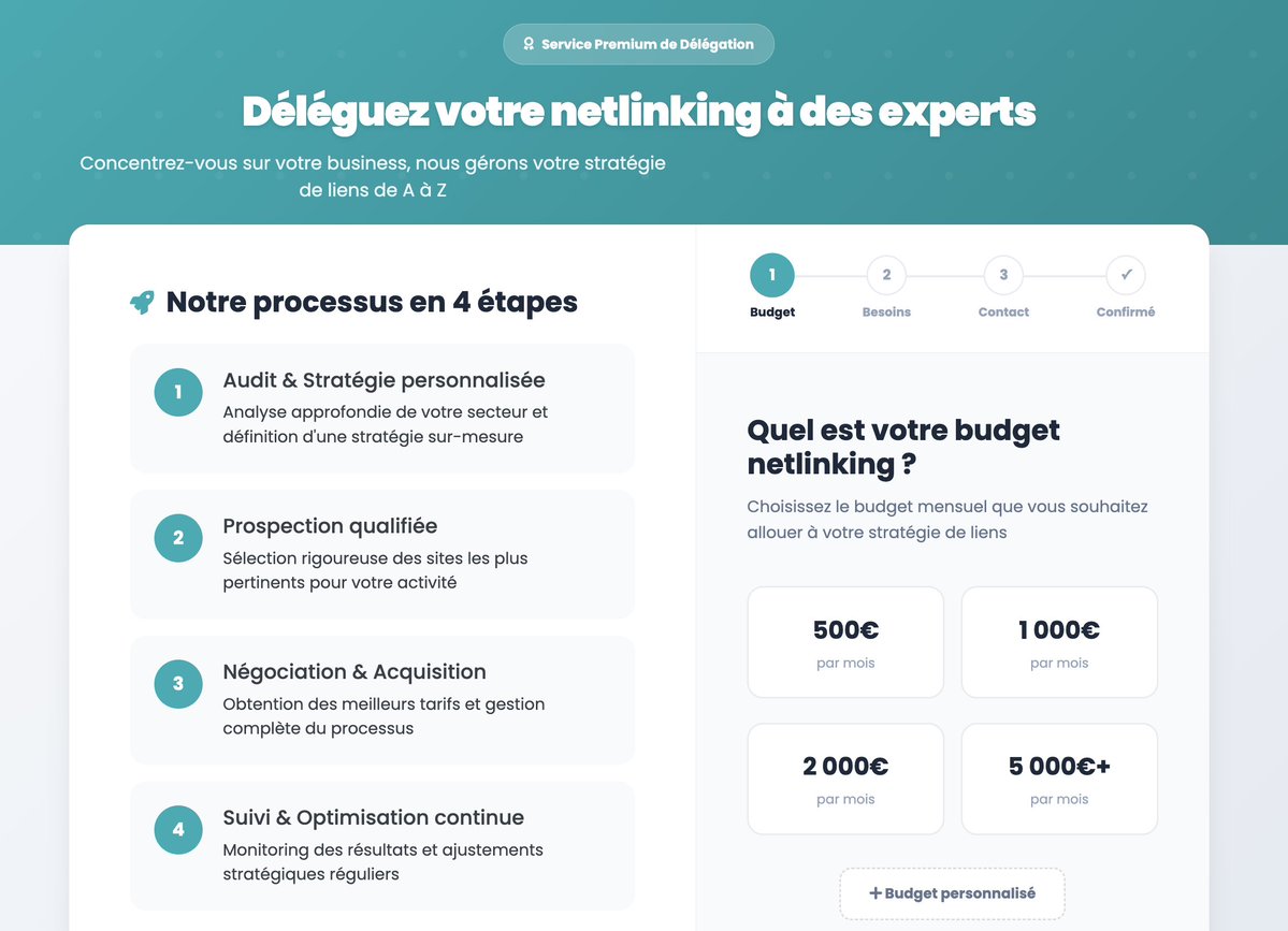 Marre de passer des heures à gérer ton netlinking ?

👉🏻 Linkavista s’en occupe pour toi ! 

Tu choisis ton budget, on gère le reste : stratégie, sélection, commande.

✅ Analyse sur-mesure
✅ Pas de surcoût
✅ Reporting inclus

RDV sur : linkavista.com/delegation