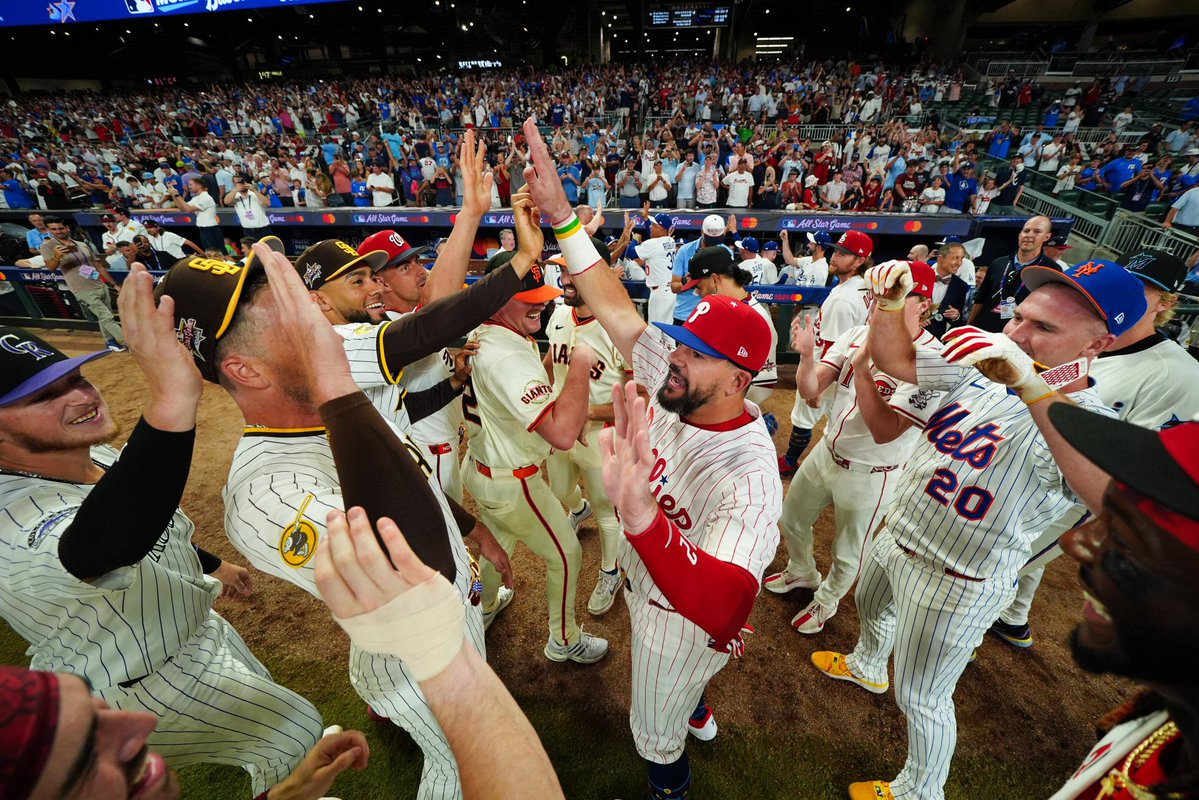 NCAABaseball's tweet image. Kyle Schwarber: @IndianaBase legend, Philadelphia icon, swing-off 🐐, 2025 @MLB #AllStarGame MVP 🏆
#NCAABaseball x 📸 @Phillies