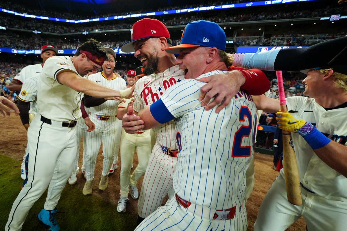 NCAABaseball's tweet image. Kyle Schwarber: @IndianaBase legend, Philadelphia icon, swing-off 🐐, 2025 @MLB #AllStarGame MVP 🏆
#NCAABaseball x 📸 @Phillies