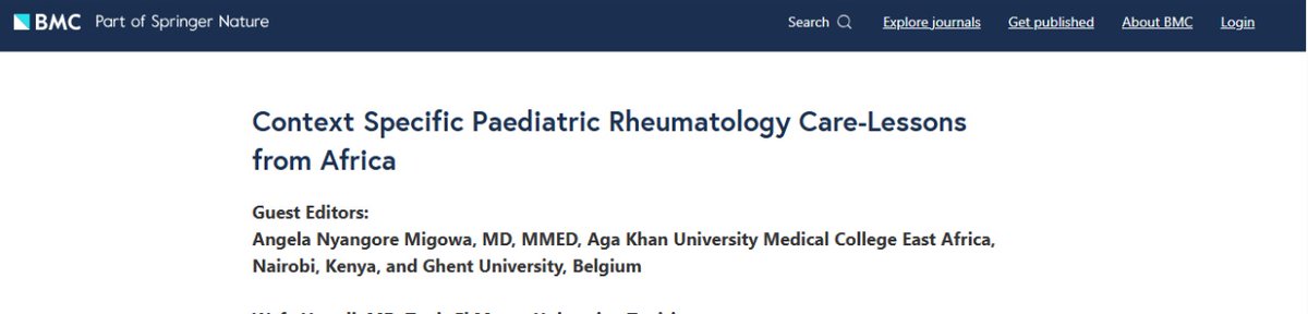 Curated by PAFLAR and published in Pediatric Rheumatology, this special issue showcases the remarkable strides in delivering rheumatology care for children across Africa.

Explore the full collection biomedcentral.com/collections/cs….
#PAFLAR #PediatricRheumatology #MedicalResearch