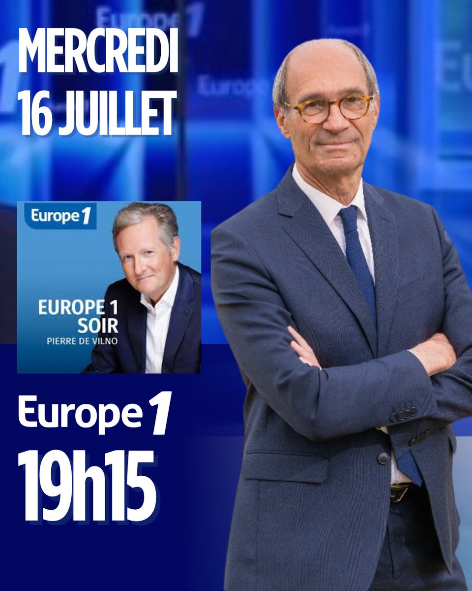 🔵 Je serai ce soir à 19h15 l'invité de <a href="/Pierredevilno/">Pierre de Vilno</a> sur <a href="/Europe1/">Europe 1</a>