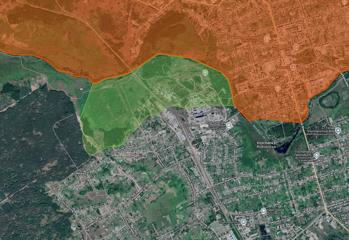 Kalibrated_Maps's tweet image. Russian forces have crossed the Vovcha river into western Vovchansk.