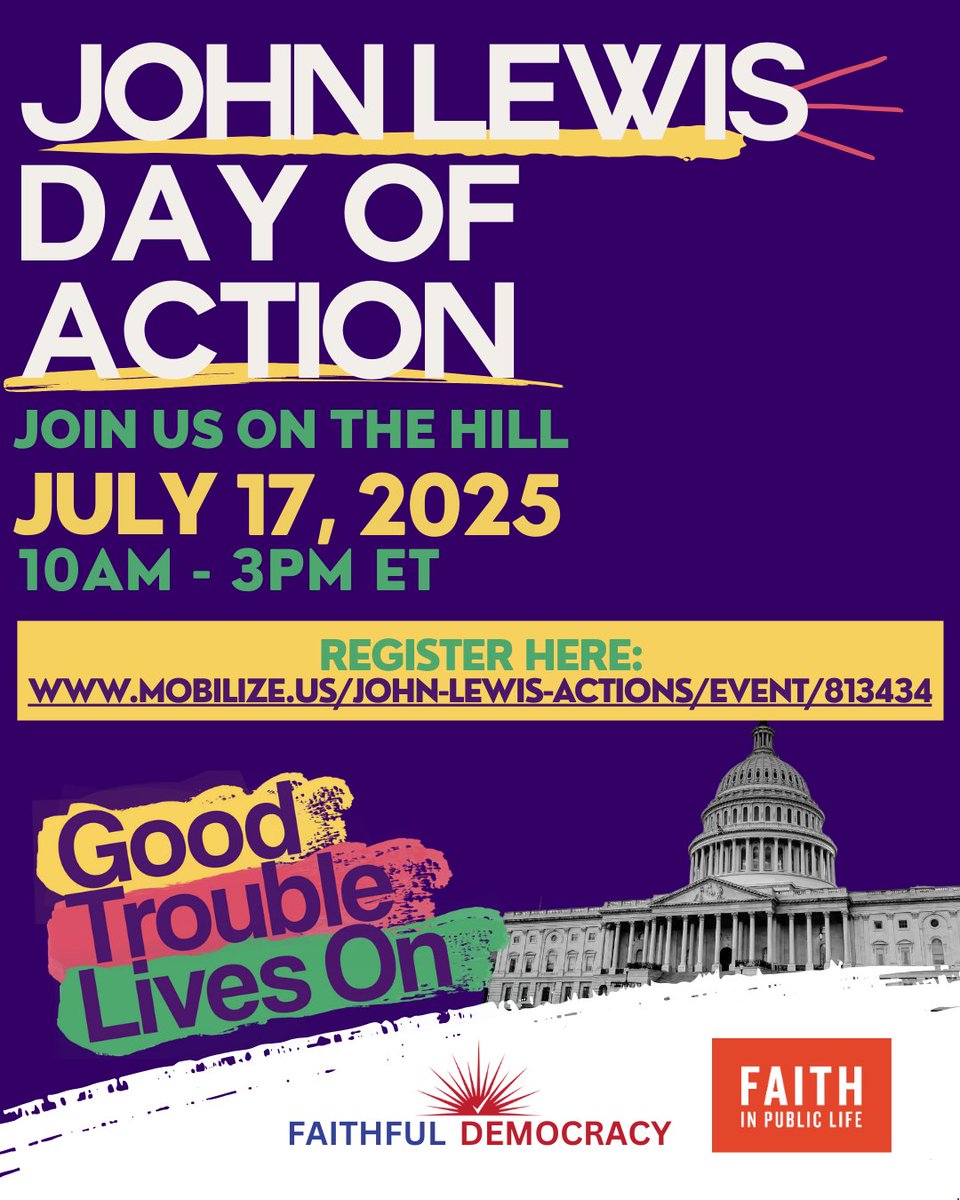 John Lewis didn’t wait for permission to demand change — and neither will we.

He taught us that nonviolent direct action is a moral force, and that we must confront injustice wherever it lives.

Join us July 17 because #GoodTroubleLivesOn