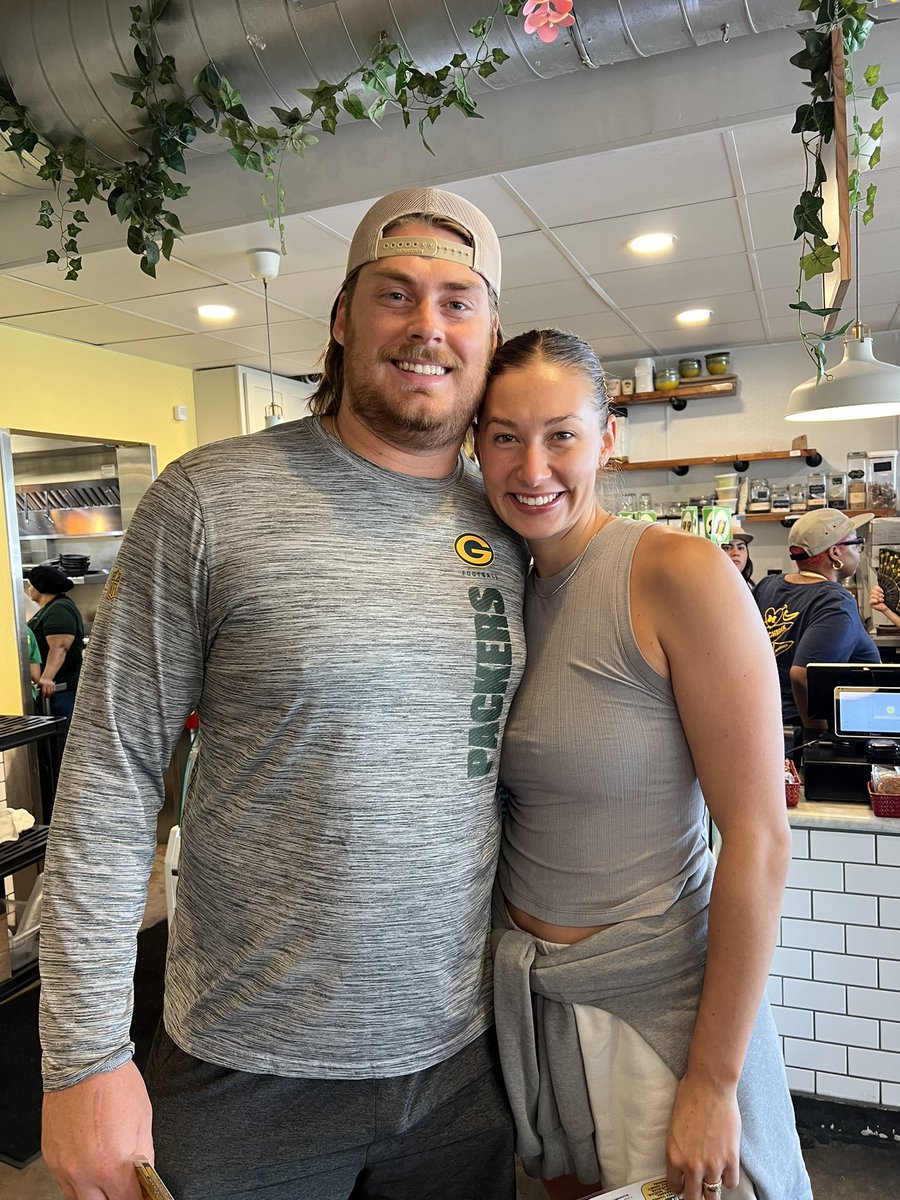 Nate Griffin (@nategrifffox26) on Twitter photo While hosting <a href="/FOX26Houston/">FOX26Houston</a> Morning Sports at Dandelion Cafe, had a chance to briefly visit with fmr <a href="/RiceFootball/">Rice Football</a>, current rookie Green Bay Packers OL, <a href="/BrantBanks/">Brant Banks</a>, & Wife, <a href="/MadiKubik/">Madi Kubik Banks</a>, who is traveling for in-season volleyball training. While hosting <a href="/FOX26Houston/">FOX26Houston</a> Morning Sports at Dandelion Cafe, had a chance to briefly visit with fmr <a href="/RiceFootball/">Rice Football</a>, current rookie Green Bay Packers OL, <a href="/BrantBanks/">Brant Banks</a>, & Wife, <a href="/MadiKubik/">Madi Kubik Banks</a>, who is traveling for in-season volleyball training.