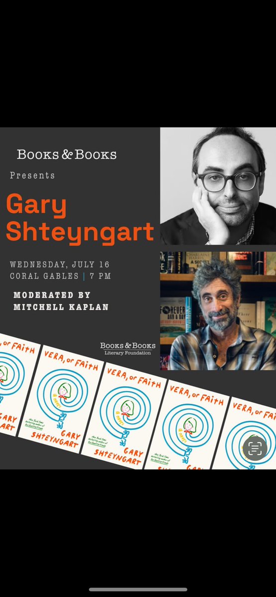 Shteyngart's tweet image. Vera is the number two selling book in both Southern California AND Mississippi. I’ve never had such diverse regions buying tons of my books!
See you tonight at @booksandbooks in Coral Gables with the godfather of indie book stores @mitchellakaplan at 7pm.