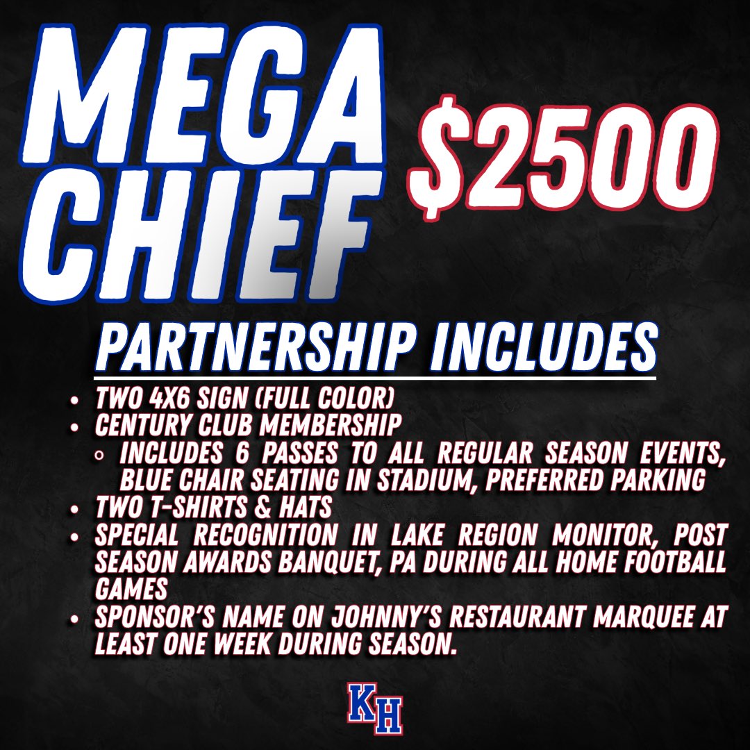 JOIN THE TRIBE 👀

Support Keystone Heights Football and become a Big, Super, or Mega Chief sponsor!

🏈 Field Signs • Game Passes • Team Gear • VIP Seating • Media Recognition &amp; More!

DM us or reach out to Coach Reynolds today to lock in your partnership!

#OneTribe