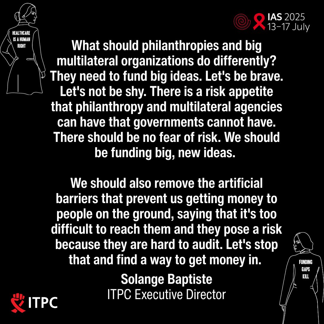 ITPCglobal's tweet image. "The cuts we're seeing now are an opportunity to change the system." - @S0langeBaptiste Executive Director, ITPC Global. #IAS2025
#CommunitiesAreExperts @iasociety