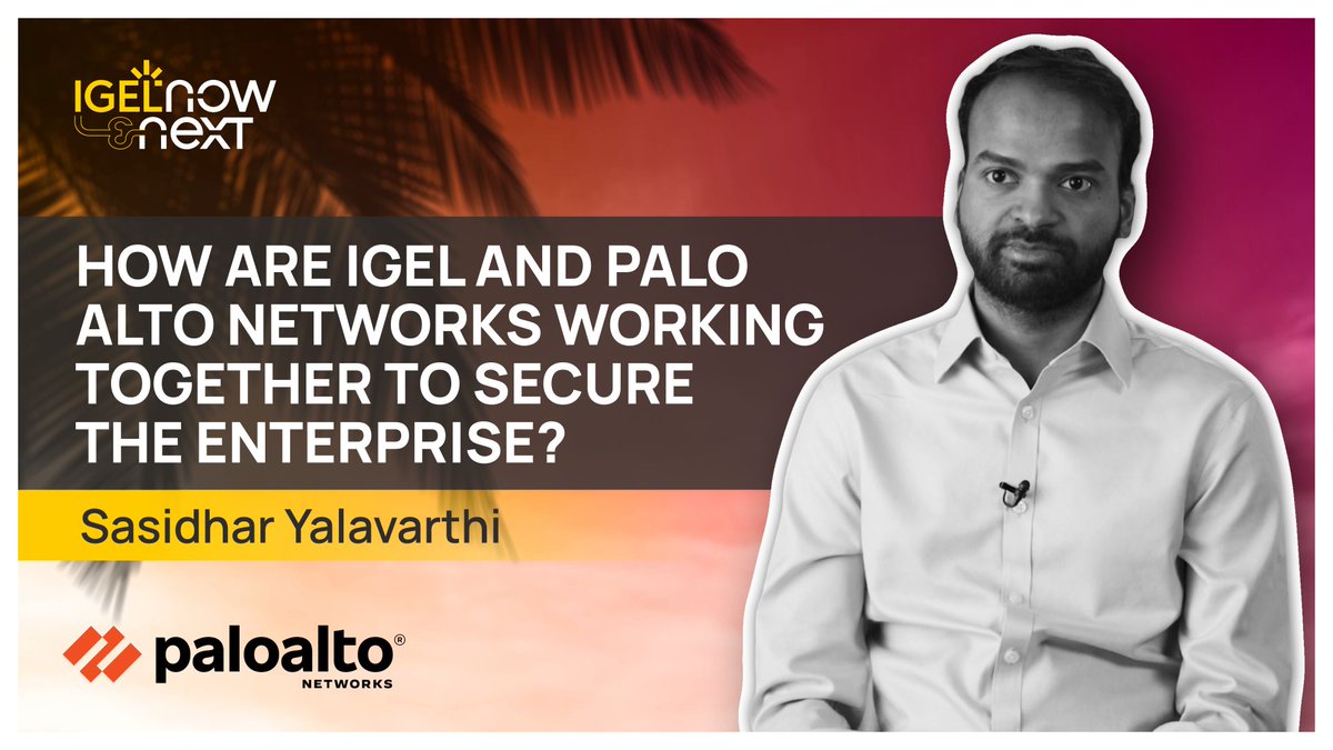 IGEL_Technology's tweet image. 🚨 How do you deliver secure, seamless access to apps and protect endpoints, without the added complexity?
In this video, Sasidhar Y. explains how IGEL Technology + @PaloAltoNtwks are transforming secure browsing and IT management through the powerful integration of IGEL OS and…