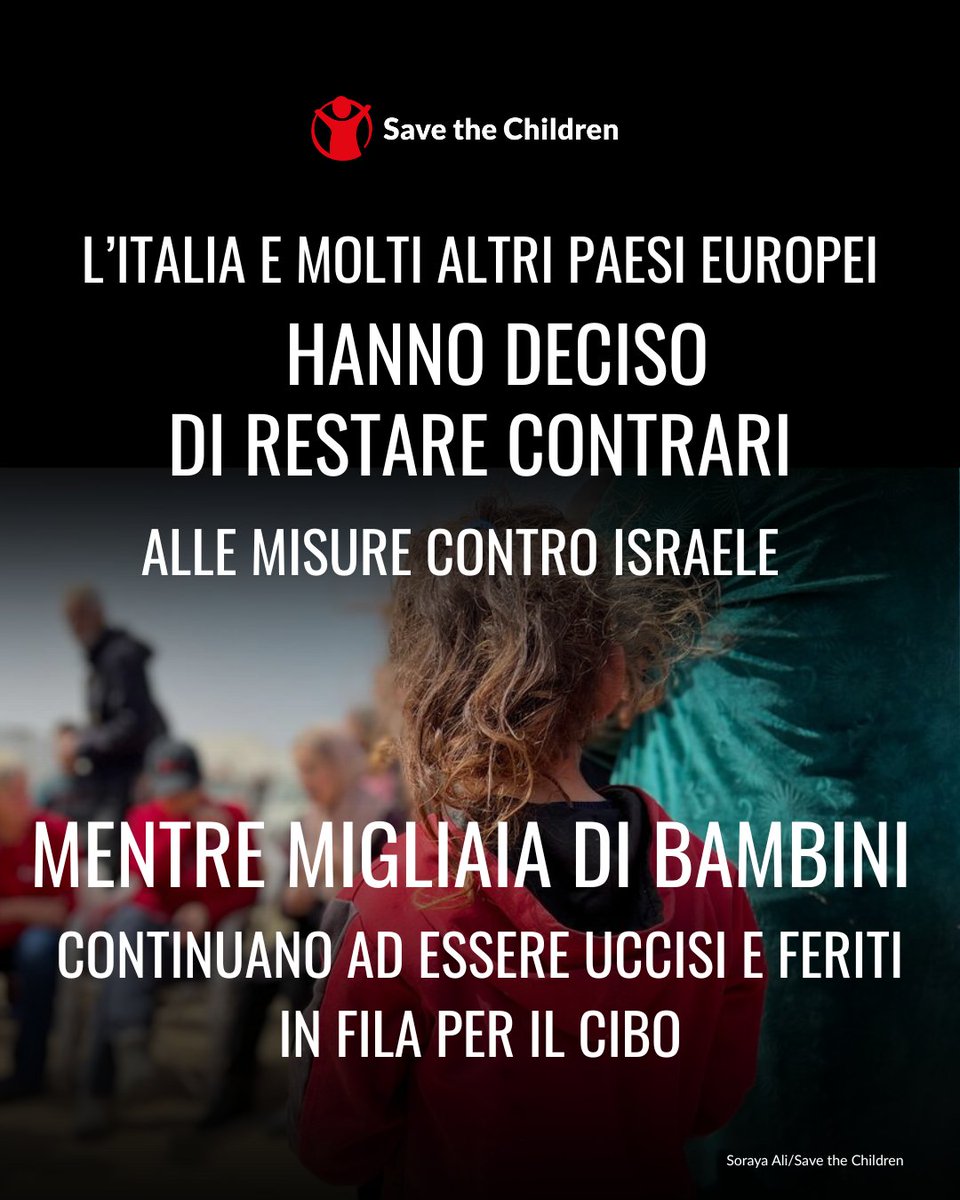 SaveChildrenIT's tweet image. L'Italia si è detta contraria, ancora una volta, a misure contro il Governo di Israele.
Un’occasione mancata. Una scelta che pesa sulle vite di bambini e bambine che continuano a morire sotto le bombe a #Gaza.
#savethechildren