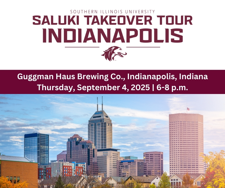 SIUFoundation's tweet image. The Saluki Takeover Tour is coming to Indianapolis for the first time! Join @SIUChancellor &amp;amp; @SIUC alumni at Guggman Haus on Sept. 4, 6–8 PM. Enjoy 2 drink tickets, appetizers &amp;amp; great company. Plus, cheer on Saluki Football vs. Purdue on Sat., Sept. 6! siuf.org/indianapolis