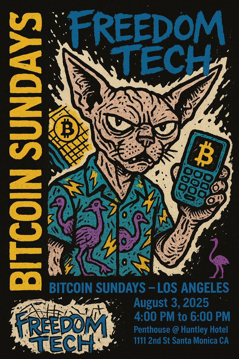 LayerZeroPropa's tweet image. This is a flyer I made for @BitcoinSundays Los Angeles.
Your meetup or event could be next.
