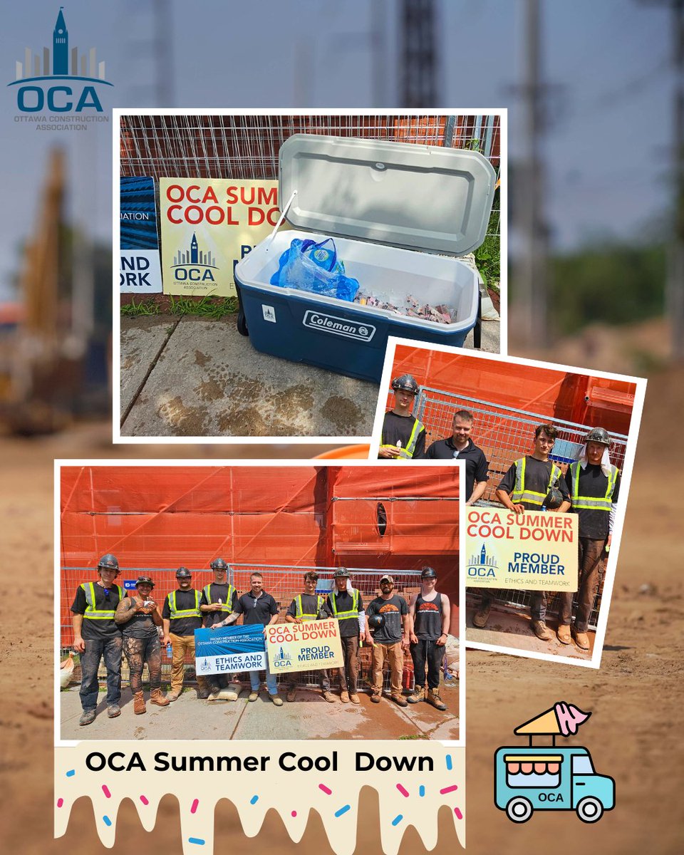 Ottawa Construction Association (@constructionott) on Twitter photo Huge thanks to Integrity Masonry Inc. for being our first OCA Summer Cool Down of the year! We loved bringing much needed sweet treats to the crew on site on a hot Friday π¦
OCA members, want to book a cool down for a Friday in August? Email stephanie@oca.ca to schedule! #MyOCA Huge thanks to Integrity Masonry Inc. for being our first OCA Summer Cool Down of the year! We loved bringing much needed sweet treats to the crew on site on a hot Friday π¦
OCA members, want to book a cool down for a Friday in August? Email stephanie@oca.ca to schedule! #MyOCA
