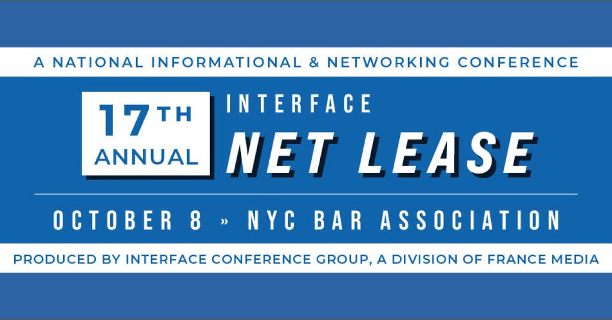 Shopping Center Bus. (@shoppingctrbiz) on Twitter photo France Media’s <a href="/InterFaceGroup/">InterFace Conference</a> and <a href="/shoppingctrbiz/">Shopping Center Bus.</a> magazine are pleased to announce the return of the 17th annual InterFace Net Lease conference!
🗓️ Wed., October 8th
📍New York City Bar Association
Register: ow.ly/8bes50Wp8NN
#InterFaceNetLease #CRE #NNN <a href="/REBusiness/">France Media, Inc.</a> France Media’s <a href="/InterFaceGroup/">InterFace Conference</a> and <a href="/shoppingctrbiz/">Shopping Center Bus.</a> magazine are pleased to announce the return of the 17th annual InterFace Net Lease conference!
🗓️ Wed., October 8th
📍New York City Bar Association
Register: ow.ly/8bes50Wp8NN
#InterFaceNetLease #CRE #NNN <a href="/REBusiness/">France Media, Inc.</a>