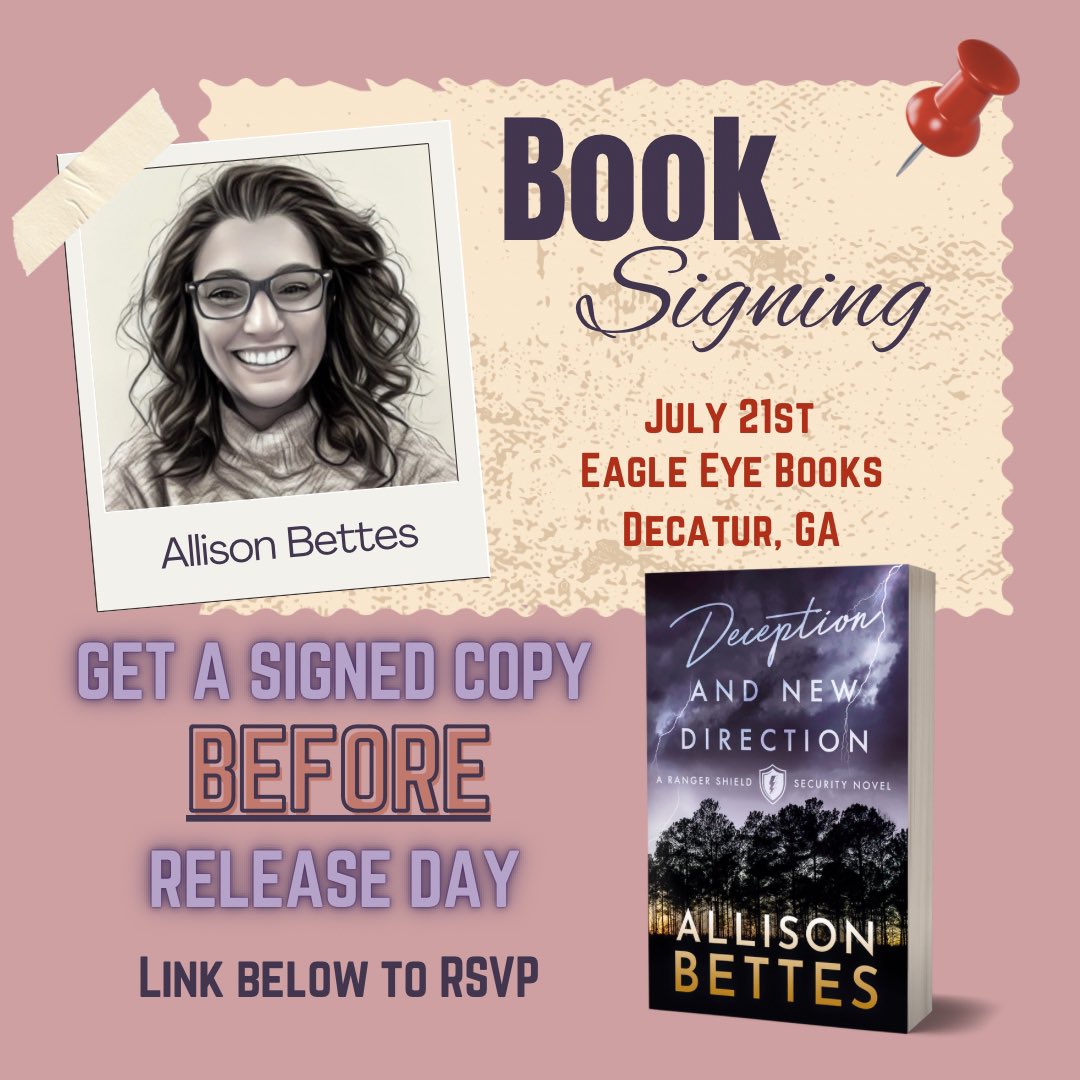 Want a copy of my next book BEFORE it publishes? I’ll be signing books at Eagle Eye Books in Atlanta this Monday! 

This is a ticketed event so click the link below to sign up! Can’t wait to meet y’all☺️📚

Tickets here:
eagleeyebooks.com/event/2025-07-…

#romancebooks #newbookrelease