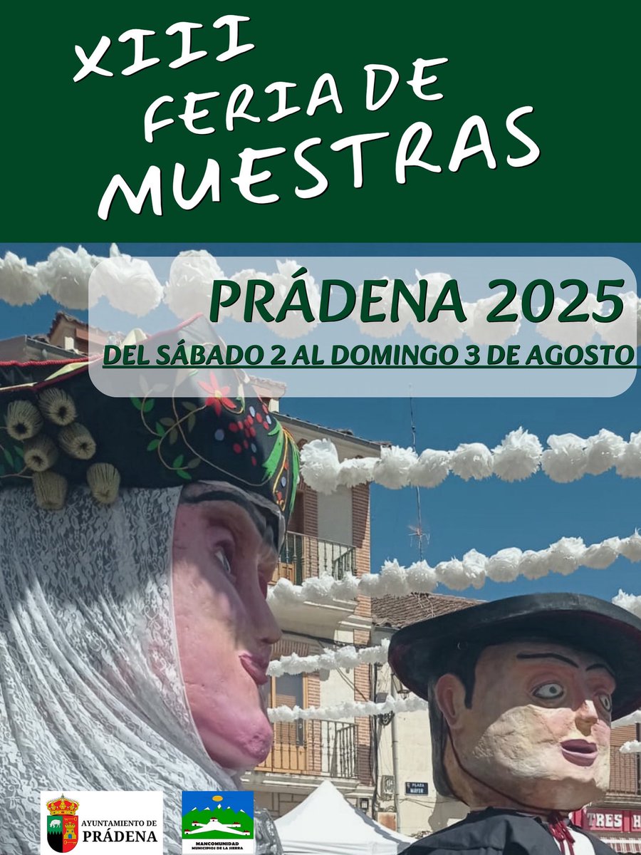 La Xlll Feria de Muestras se celebrará del sábado 2 al domingo 3 de agosto, expositores artesanos, exposiciones, actuaciones, conferencias y más.
Un fin de semana lleno de actividades, os esperamos.

#prádena #pradenainforma 
#viveprádena #verano 
#feriademuestras
