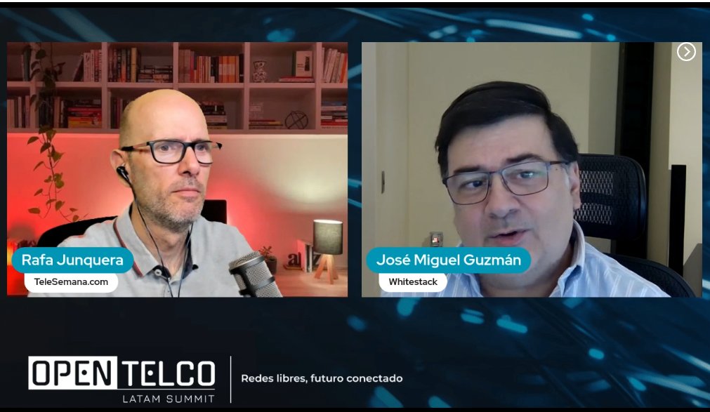 TeleSemana's tweet image. ⏩ La jornada sigue avanzando en el #OpenTelcoLATAM
Ahora, es momento de hablar de redes “Cloudificadas”. 
¿Y quién mejor que José Miguel Guzmán de @Whitestack, para guiarnos?
➕Súmate a su sesión y déjale tus preguntas en el chat 🔗telesemana.com/trace.php?key=…
#RedesAbiertas #OpenRAN
