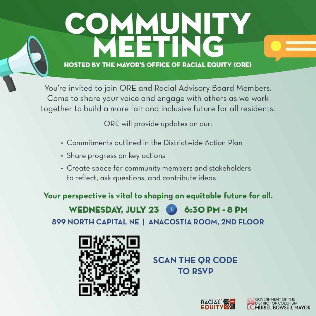 OREDC_'s tweet image. 🚨➡️You're invited to join #TeamORE and #RacialAdvisoryBoardMembers for a community meeting on July 23rd! Come to share your voice and engage with others as we build a more fair and inclusive future for all residents! RSVP here: forms.office.com/g/VmxBPFnQRP We hope to see you there!