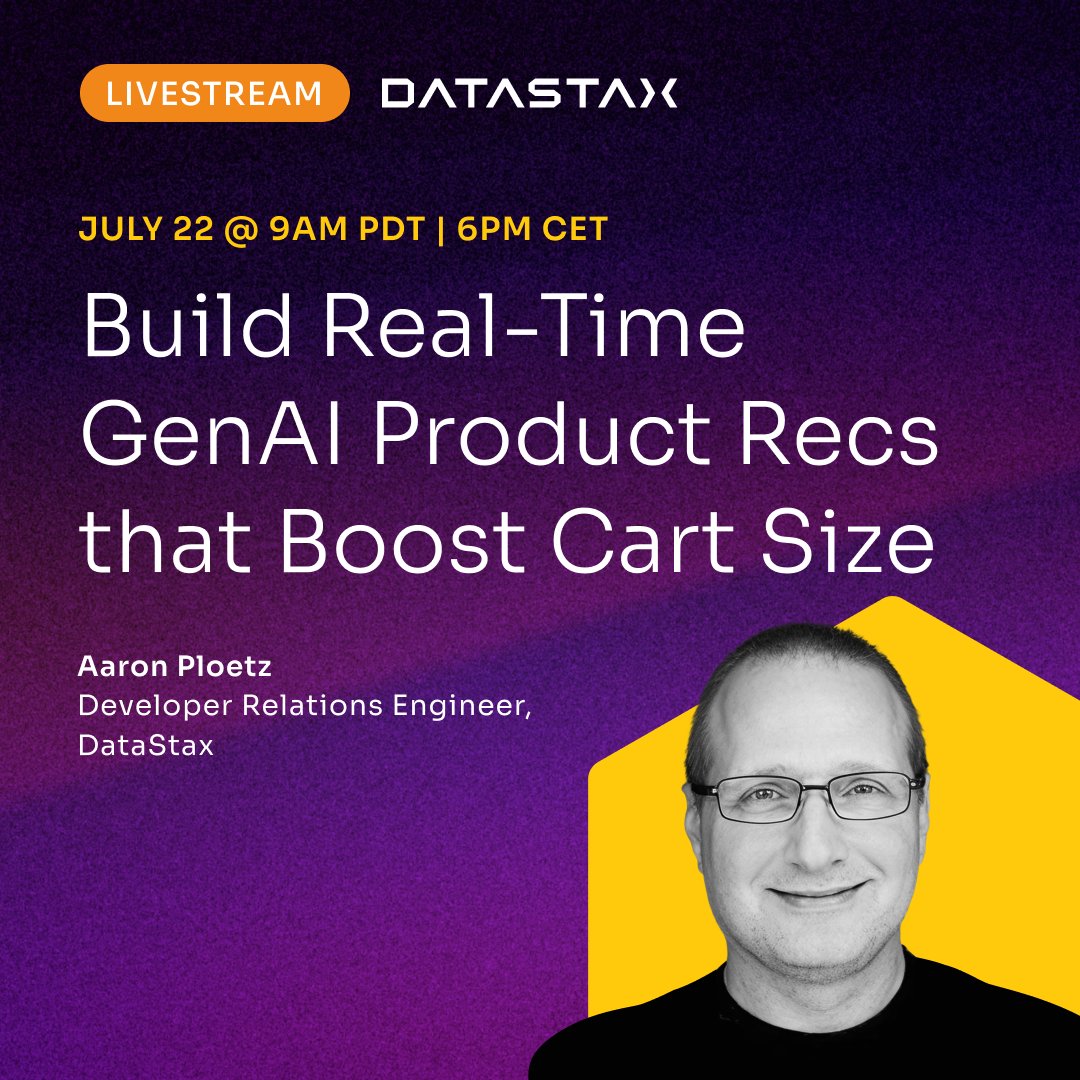 gilisaacs's tweet photo. 🛍️ 🛒 Retail teams: This one's for you!

Join @Aploetz on July 22 and learn how to combine user behavior and vector search to serve up real-time product recs that actually drive sales. 📈

Save your spot ➡️ https://t.co/y6BDwjcblR https://t.co/D3xdgXlMQL