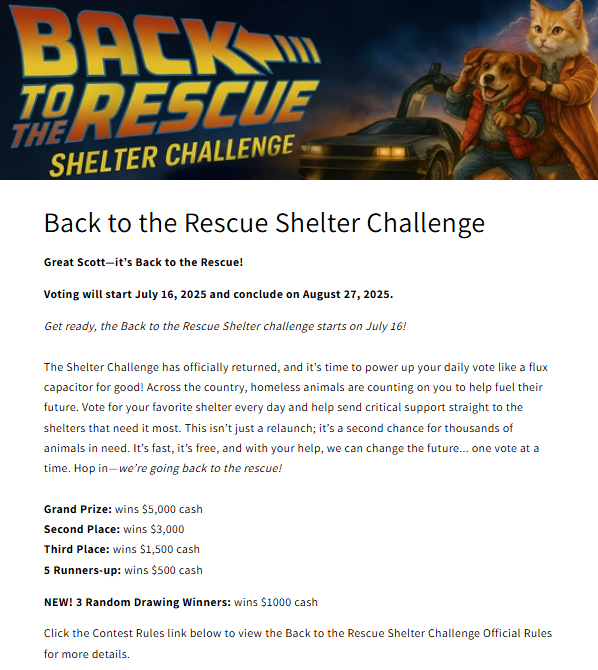 🐾Shelter Challenge Is Back...To The Rescue!🐾
#ShelterChallenge has returned &amp; it's time to start voting DAILY again for Purrfect Pals! Please help make the kitties' futures bright by voting daily at this link: tinyurl.com/PPShelterChall…

#WednesdayWish #EveryCatMatters