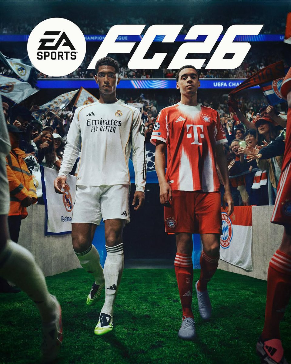 ESPNDeportes's tweet photo. Y con ustedes los protagonistas de la portada de FC26 🎮

Jude Bellingham y Jamal Musiala ⭐️ https://t.co/kwDod40YNb