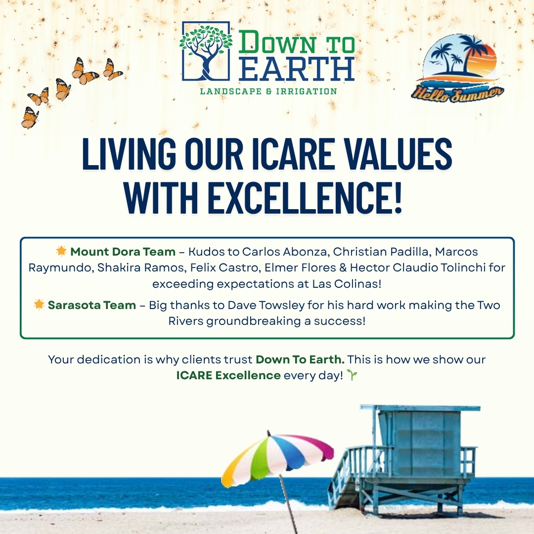 Down2EarthFL's tweet image. This is what ICARE excellence looks like! 🌟
Big shoutout to our incredible teams at Las Colinas and Two Rivers for going above and beyond.

#ICAREValues #dteexcellence #commerciallandscaping #commerciallandscape #landscapemaintenance #groundsmaintenance #landscapecontractor
