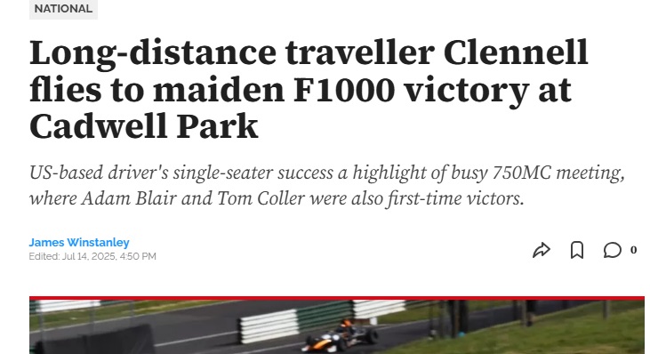 Not sure that I'm impressed by <a href="/autosport/">Autosport</a> using race reports written by employees of the relevant organising club (in this case, 750MC's communications manager). Doesn't feel like particularly impartial reporting.