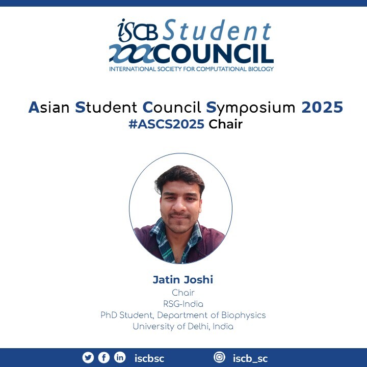 iscbsc's tweet image. ⏰We are pleased to introduce the symposium chair, Jatin Joshi from RSG-India, for our fourth Asian Student Council Symposium (#ASCS2025)

Stay tuned for future updates (incl. call for abstracts, the remaining team)

#bioinformatics #computationalbiology